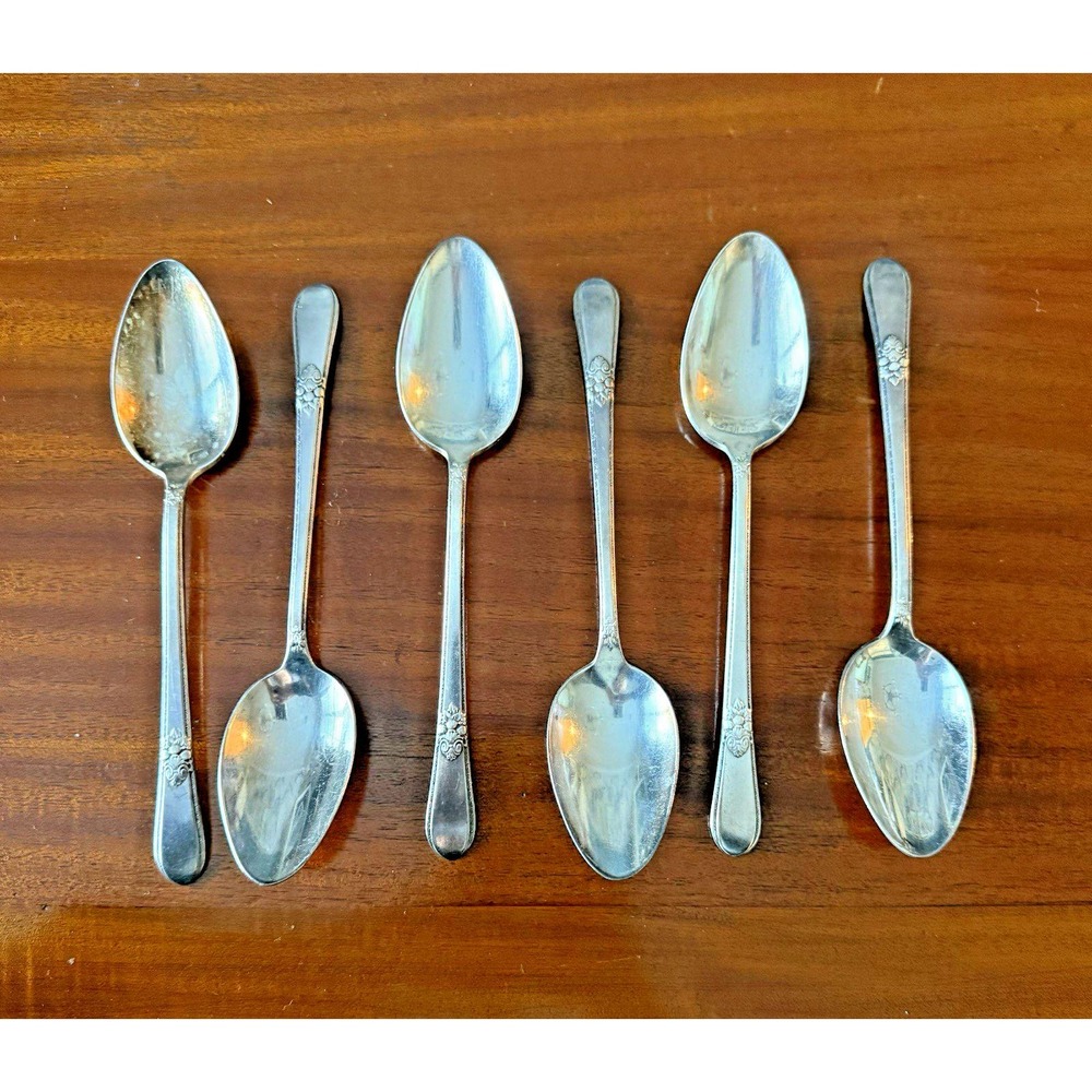 Set of 6 Vintage‎ 1847 Rogers Bros IS Place Oval Soup Spoon 7 1/4" Adoration?